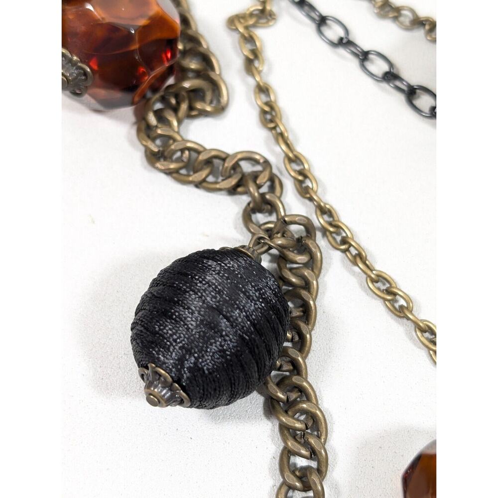 Simply Vera Wang Bronze Tone Brown Black Chunky Charm Layered Chain Necklace 24" - Picture 6 of 14